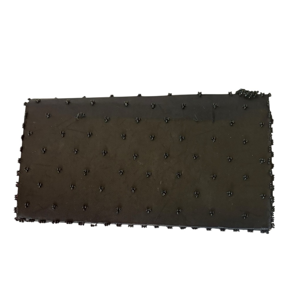 Vintage Hong Kong Hand Made Black Beaded Clutch Bag Satin Snap Closure 60s 70s - Picture 7 of 10
